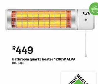 Leroy Merlin Bathroom quartz heater 1200w alva offer