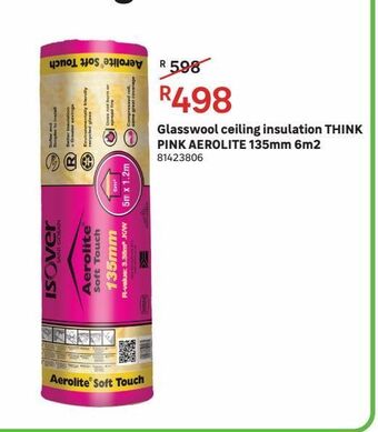 Glass wool ceiling insulation think pink aerolite 135mm 6m2