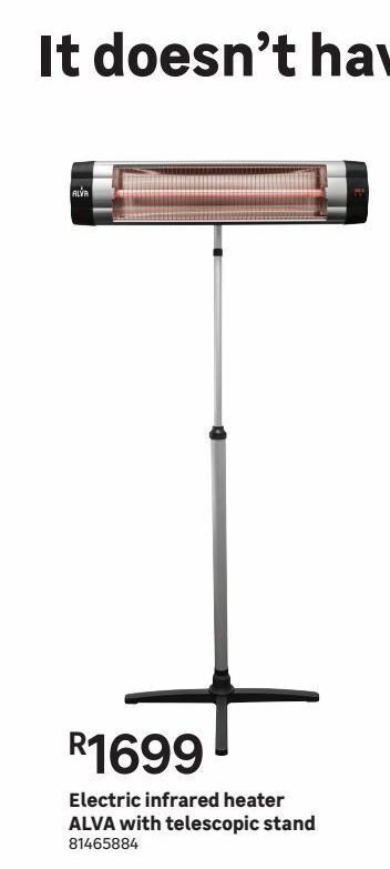 Electric infrared heater alva with telescopic stand offer at Leroy Merlin