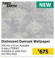 Builders Warehouse Fired Earth Distressed Damask Wallpaper-530mm x 10m offer