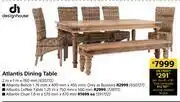 Design House Atlantis Dining Table-2m x 1m x 760mm