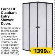 Builders Warehouse Corner & Quadrant Entry Shower Doors-Each offer