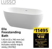 Builders Warehouse Lusso Ella Freestanding Bath-1.43m (l) x 740mm (w) x 560mm (d) offer