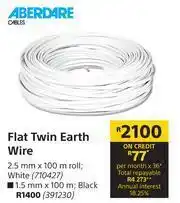 Aberdare Flat Twin Earth White Wire 2.5mm x 100m Roll
