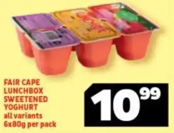Usave Fair Cape Lunchbox Yoghurt 6 x 80g offer
