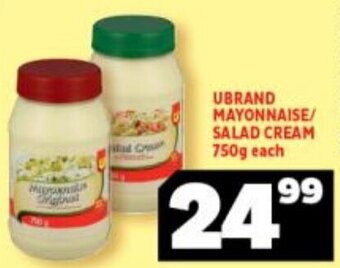 Usave Ubrand Mayonnaise / Salad Cream 750g offer