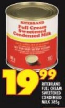 Shoprite Ritebrand Full Cream Sweetened Condensed Milk 385g offer