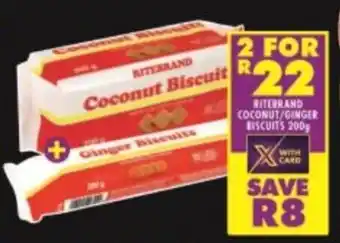 Shoprite Ritebrand Coconut / Ginger Biscuits 2 x 200g offer