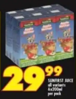 Shoprite Sunfirst Juice All Variants 6 x 200ml offer