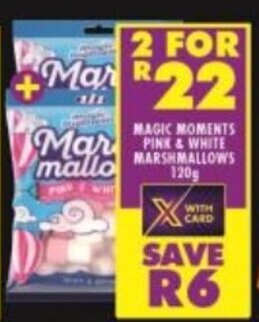 Shoprite Magic Moments Pink & White Marshmallows 2x120g offer