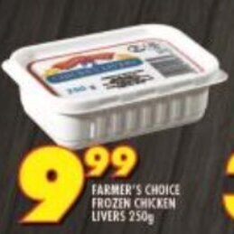 Shoprite Farmer's Choice Frozen Chicken Livers 250g offer