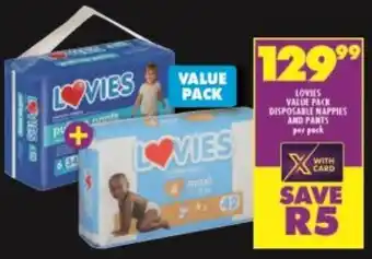 Shoprite Lovies Value Pack Disposable Nappies and Pants offer