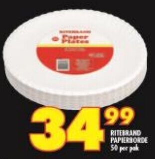 Shoprite Ritebrand Paper Plates 50 per pack offer