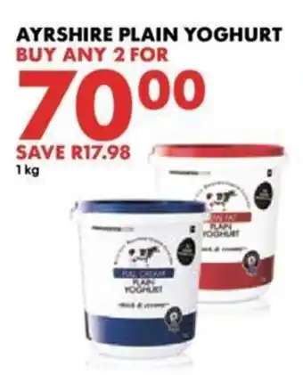 Woolworths Ayrshire Plain Yoghurt 2 x 1kg offer