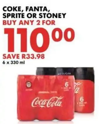 Woolworths Coke, Fanta, Sprite or Stoney 2 x 6 x 330ml offer