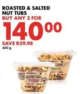 Roasted & Salted Nut Tubs 2 x 400g
