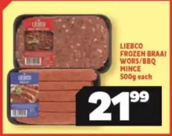 Usave Liebco Frozen Braii Wors/BBQ Mince 500g offer