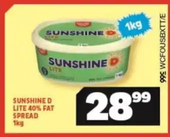 Usave Sunshine D Lite Fat Spread 1kg offer