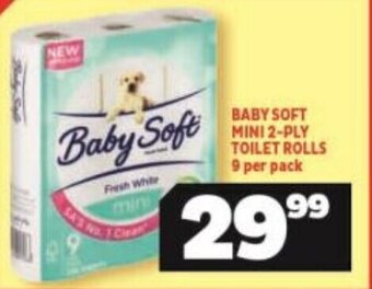 Usave Baby Soft 2-Ply Toilet Rolls 9 per Pack offer