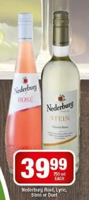 OK Liquor Nederburg Rosé, Lyric, Stein or Duet 750ml offer