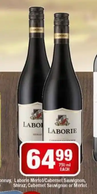 OK Liquor Laborie Merlot/Cabernet Sauvignon Shiraz, Cabernet Sauvignon or Merlot 750ml offer