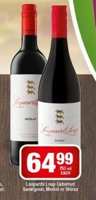 OK Liquor Leopards Leap Cabernet Sauvignon, Merlot or Shiraz 750ml offer