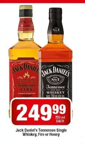 OK Liquor Jack Daniel's Tennessee Single Whiskey, Fire or Honey 750ml offer