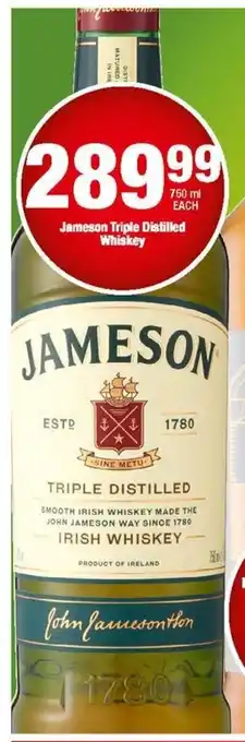 OK Liquor Jameson Triple Distilled Whiskey 750ml offer
