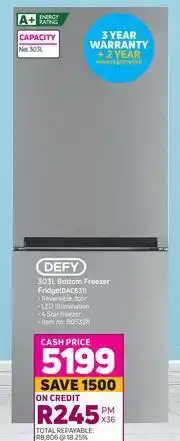 Game Defy 303L Bottom Freezer Fridge DAC631 offer