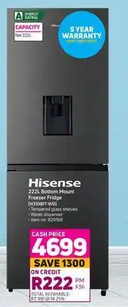 Game Hisense 222L Bottom Mount Freezer Fridge H310BT-WD offer