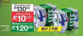 Spar Tops Castle Lite Cans 6x410ml offer