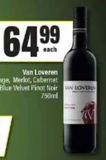 Van Loveren African Lava Pinotage, Merlot, Cabernet Sauvignon or Blue Velvet Pinot Noir 750ml