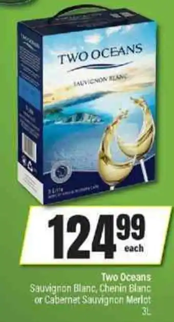 Spar Tops Two Oceans Sauvignon Blanc or Cabernet Sauvignon Meriot 3 Litre offer