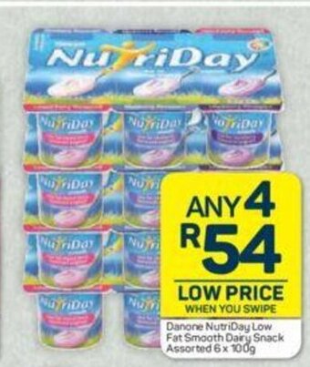 Pick n Pay Danone Nutriday Low Fat Smooth Dairy Snack Assorted 6 x 100g offer