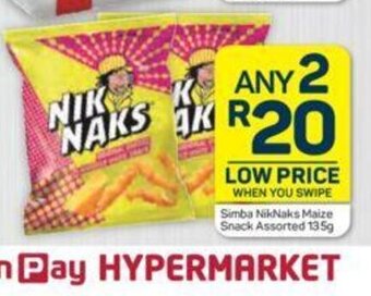 Pick n Pay Simba Niknaks Maize Snack Assorted 135g offer