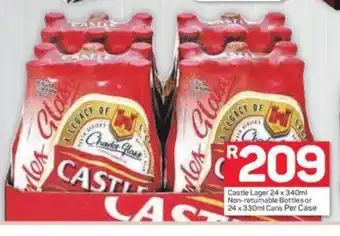 Pick n Pay Castle Lager 24 x 340ml Non-Returnable Bottles or 24 x 330 ml cans per case offer