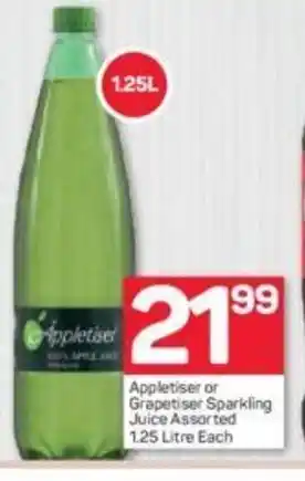 Pick n Pay Appletiser or Grapetiser Sparkling Juice Assorted 1.25 Litre each offer