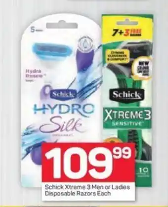 Pick n Pay Schick Xtreme 3 Men or Ladies Disposable Razors each offer