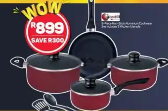 Pick n Pay 9-Piece Non-Stick Aluminium Cookware Set Includes 2 Kitchen Utensils offer