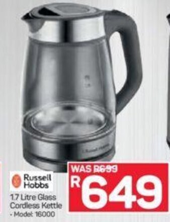 Pick n Pay Russell Hobbs 1.7 Litre Glass Cordless Kettle offer