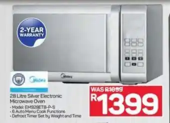 Pick n Pay 28 Litre Silver Electronic Microwave Oven offer