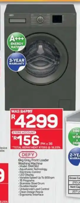 Pick n Pay DEFY - 6kg Grey Front Loader Washing Machine offer