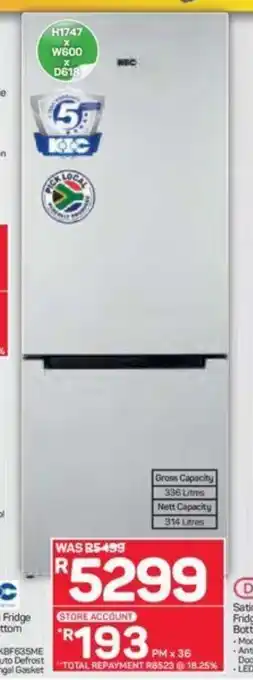 Pick n Pay KIC Metalic Fridge with Bottom Freezer offer