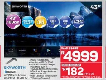 Skyworth - 43" (109cm) Android Smart Full HD LED TV
