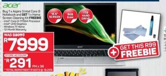 Acer - Buy 1x Aspire 3 Intel Core i3 Notebook Get 1x Hama Screem Cleaning Kit Freebie