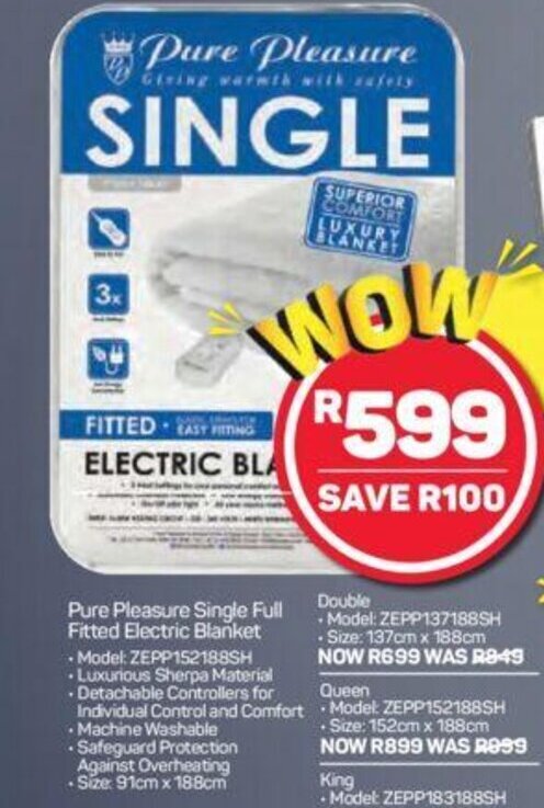 Pick n Pay Pure Pleasure Single Full Fitted Electric Blanket offer