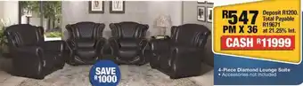 OK Furniture 4 piece diamon lounge suite offer