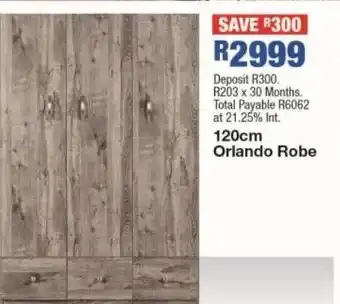 OK Furniture 120 cm orlando robe offer