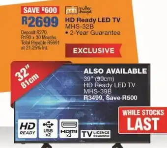 OK Furniture Hd ready led tv mhs-32b offer