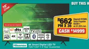 OK Furniture 4ksmart digital led tv 70a7100f offer